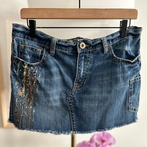 Old Navy Vintage Y2K 90’s  Grunge Denim Boho Festival Denim Mini Skirt 8